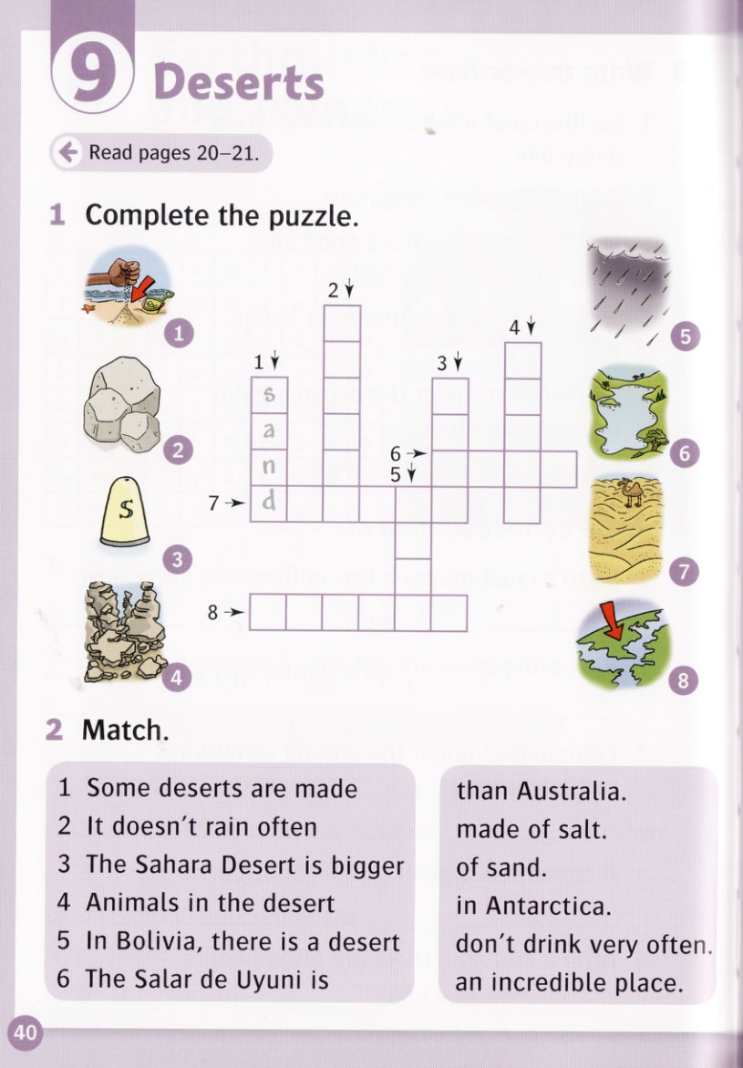 Complete puzzle answers 2–8 using the pictures.