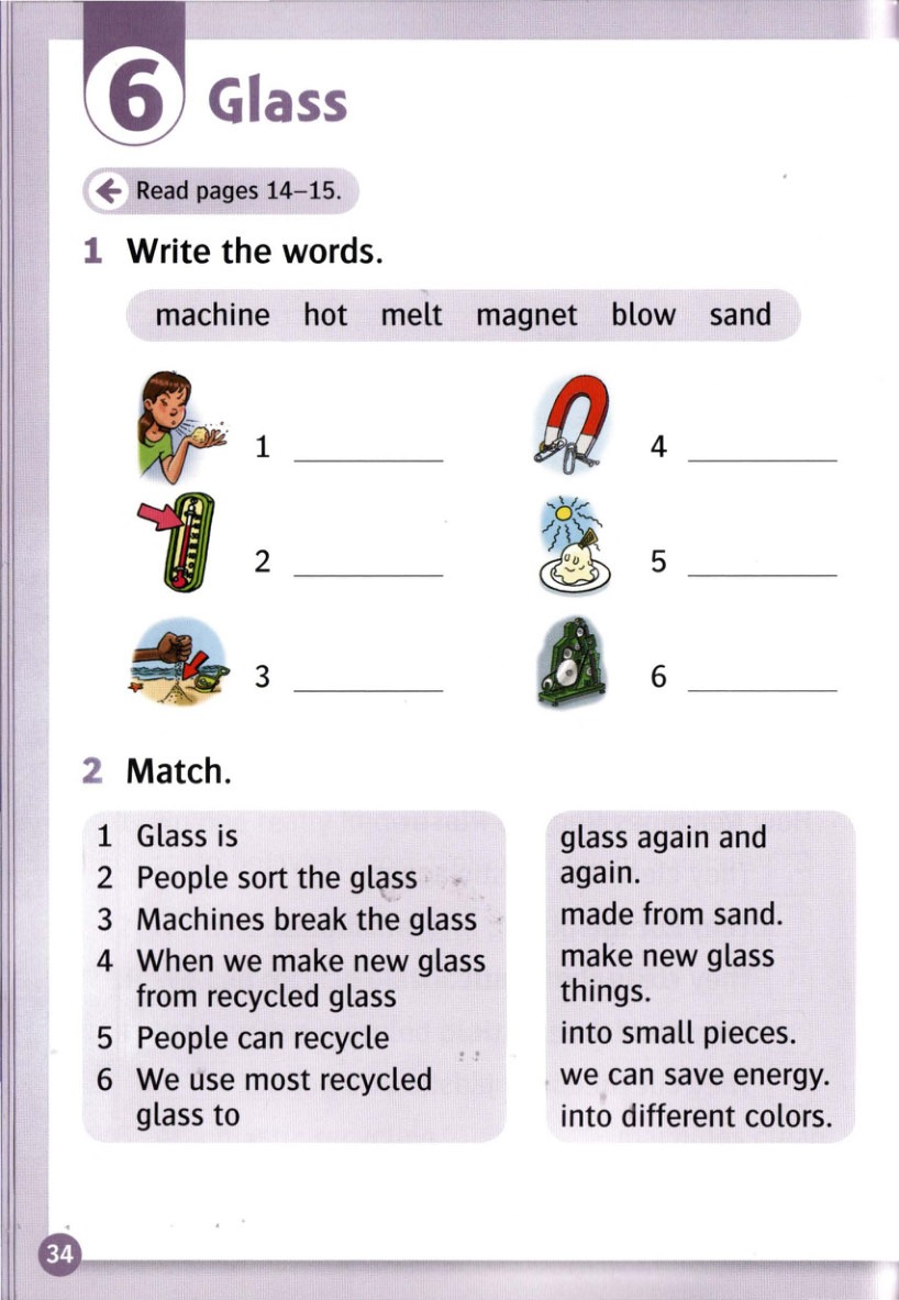 Write the words for the numbered pictures.